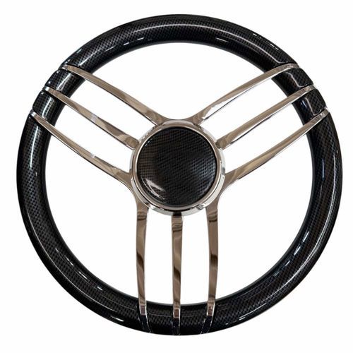 Motorboot-Lenkrad / Edelstahl - T31CF - SAVORETTI ARMANDO & C. s.n.c. - Holz / Carbon / mit Lederbezug