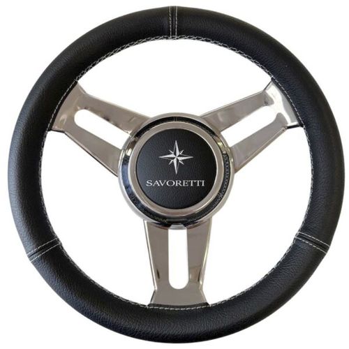 Motorboot-Lenkrad / mit Lederbezug - T30PS - SAVORETTI ARMANDO & C. s.n.c. - 3-Speichen