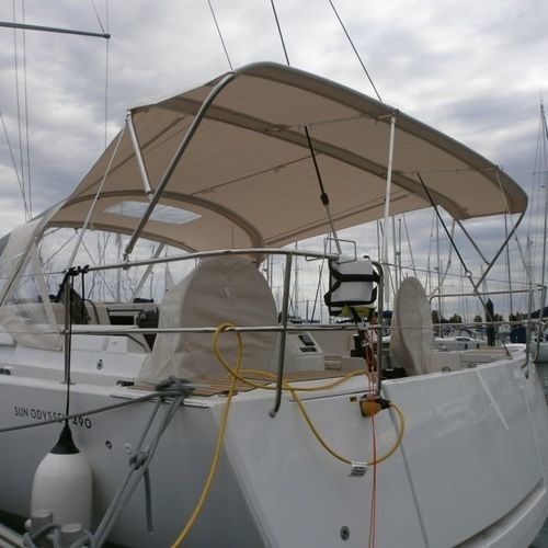 Bimini-Top für Segelboot - Sun Odyssey 490 - TTOP Nautic - für Ruderhaus / mit Edelstahlstruktur / PVC
