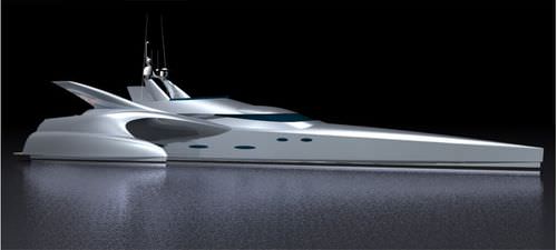 Motor-Trimarane Luxus-Megayacht - Silver Moon  - LOMOcean Design - für Kreuzfahrten / mit Steuerhaus / Verbundwerkstoff