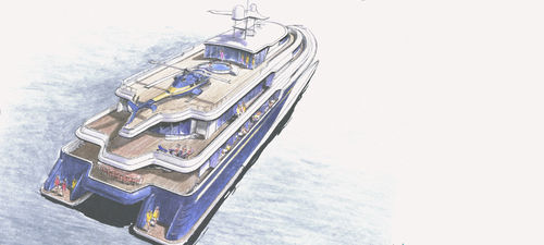 Katamaran-Megayacht - Wavepiercer  - LOMOcean Design - Charter / Raised Pilothouse / Verbundwerkstoff