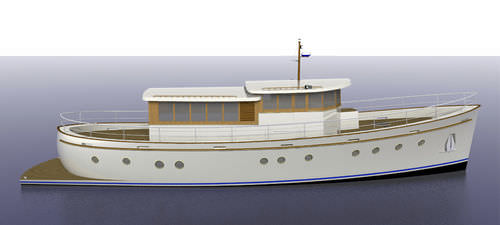 Klassisch-Motoryacht - Cruiser - LOMOcean Design - mit Steuerhaus / Gleiter / Verbundwerkstoff