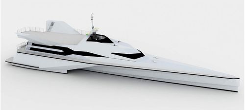 Motor-Trimarane Luxus-Superyacht - EX-3 Javelin - LOMOcean Design - für Kreuzfahrten / mit Steuerhaus / Verbundwerkstoff