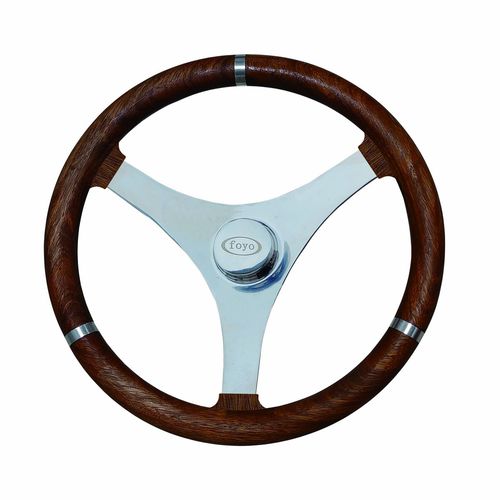 Motorboot-Lenkrad / Edelstahl - 73004 series - AAA WORLD-WIDE ENTERPRISES LTD. - Teakholz / braun