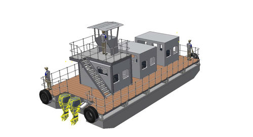 Arbeitsfrachtkahn-Berufsschiff - Rhino Marine Products (Pty) Ltd - Katamaran / Außenborder
