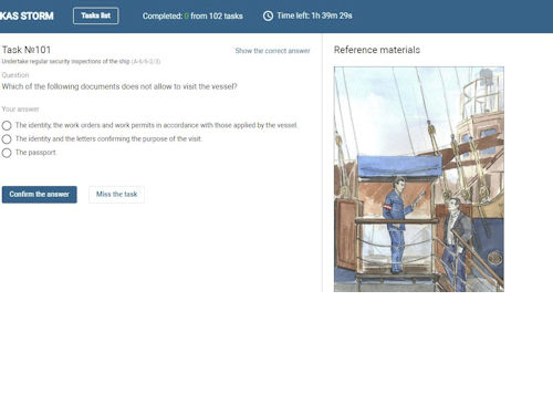 Einstufungstest-Software - ISPS - STORM SIM - Ausbildung / Hafen / ISPS