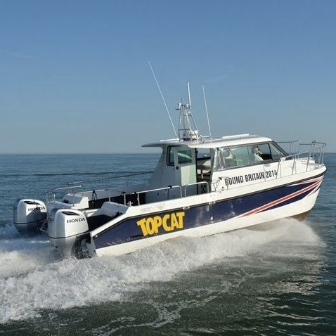 Cabin-Cruiser / Katamaran - TOPCAT - Cheetah Marine - Außenborder / zweimotorig / Hardtop
