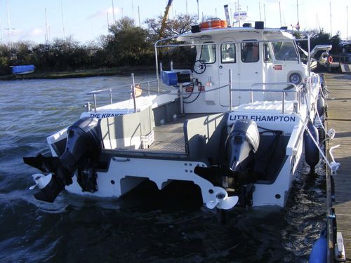 Angelboot für Tagesfahrten / Katamaran - Kraken - Cheetah Marine - Außenborder / zweimotorig / mit Steuerhaus