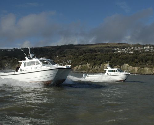 Angelboot für Tagesfahrten / Katamaran - White Pearl - Cheetah Marine - Außenborder / zweimotorig / mit geschlossenem Cockpit