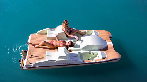 Fünfsitzer-Tretboot - DIAMOND - AQUABLUE - Polyester / blau / gelb