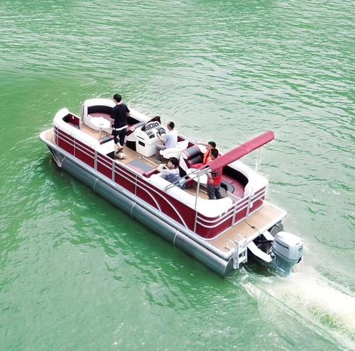 Außenborder-Pontonboot - Changzhou Youbang Boat Co., Ltd. - tri-tube / Open / mit Seitenkonsole