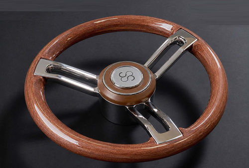 Motorboot-Lenkrad / Edelstahl - COLUMBUS - CASTELLI ITALIA - Mahagoni / 3-Speichen / braun