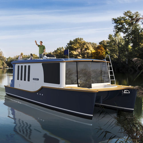 Cabin-Cruiser / Kanal - KRONLAND II - Bader Hausboot - Katamaran / Außenborder / Verdränger Rumpf