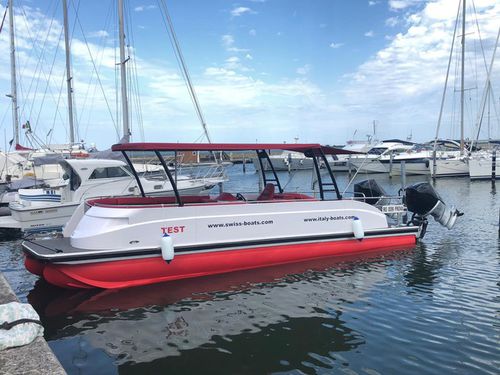 Außenborder-Pontonboot - Starlounger 10.0 - Swiss-Boats AG - Mehrrümpfer / elektrisch / zweimotorig