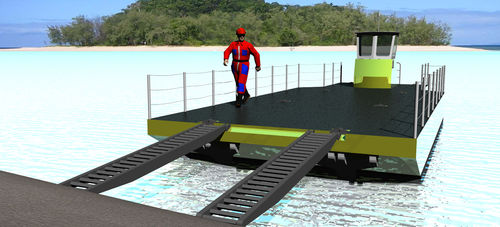 Arbeitsfrachtkahn-Berufsschiff - Container Barge 1200D - ContainerTug B.V. - Aluminium / transportierbar per Container