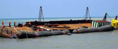 Aufblasbares Kissen für die Zuwasserlassung von Schiffen / für Hubanwendungen - Qingdao Huanghai Marine Airbags Manufacture Co ltd - für Häfen und Terminals / für das Zuwasserlassen / zum Auffüllen