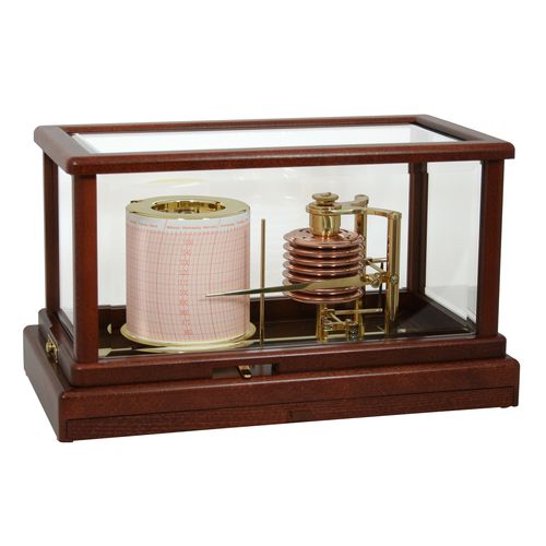 Analoger Barograph - 267M - Feingerätebau K. Fischer GmbH - Mahagoni