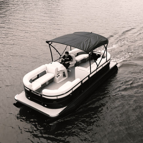 Außenborder-Pontonboot - WX TRITOON - Vision Marine Technologies - elektrisch / tri-tube / Open