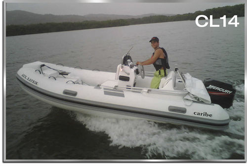 Außenborder-Schlauchboot - CL14 - Make Sense Marine Corp DBA Caribe Nautica - halbstarr / mit Seitenkonsole / max. 8 Personen
