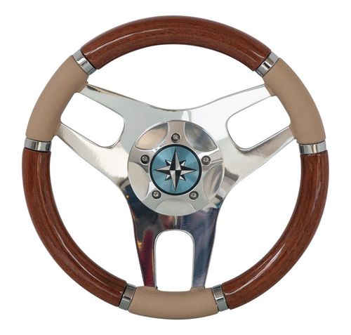 Motorboot-Lenkrad / Holz - ALBA W-L - Ros Industrie srl - mit Lederbezug / traditionell