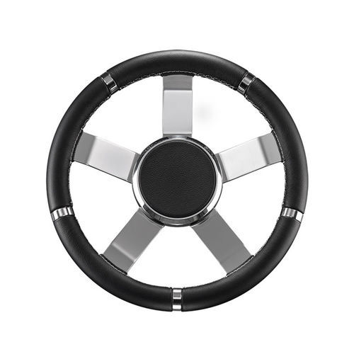 Motorboot-Lenkrad / Edelstahl - Rigel - Ros Industrie srl - mit Lederbezug / mit Lederbezug