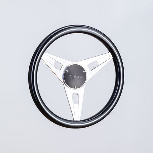 Motorboot-Lenkrad / Aluminium - SW0043 pol/mah-blk - Volantec OOD - Mahagoni / Segelbootrennen / 3-Speichen