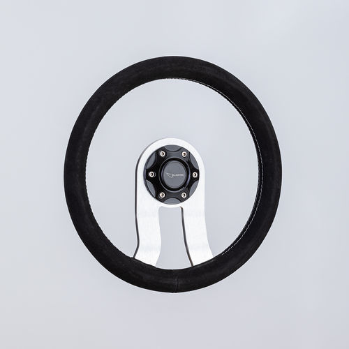 Motorboot-Lenkrad / Aluminium - SW0280 sat - Volantec OOD - mit Lederbezug / Design / Zweispeichen