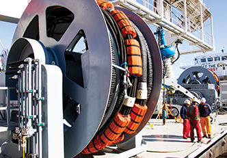 Winde für ROV Verbindungskabel - DMT MARINE EQUIPMENT SA - für Schiffe / zum Aufrollen / Hydraulikmotor