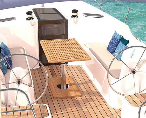 Tisch für Boot - Ruby T - Mia Marin - einstellbar / Teakholz