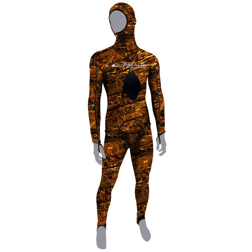 Nassanzug zum Speerfischen - Rash Brown Fusion - EPSEALON - Langarm / mit Kopfhaube / zweiteilig