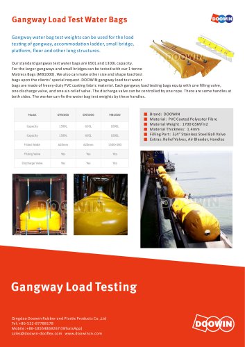 Gangway Load Test Water Weight Bags