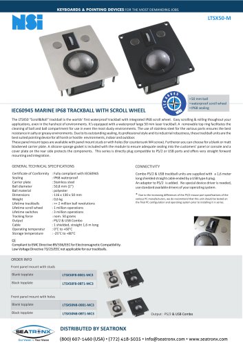 IEC60945 Marine Trackball with Scroll Wheel