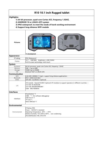 R10 10.1 inch Rugged tablet