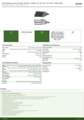 ATEX explosion proof LED lights 100 Watt, 14000lm, 40&deg;/ 60&deg;/ 90&deg;/ 120&deg;, IP67, ,2700K-6500K