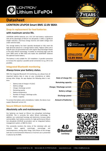 LIONTRON LiFePO4 Smart BMS 12.8V 80Ah