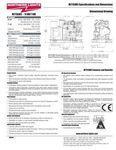 M773LW3 - 9/7 kW Northern Lights marine generator