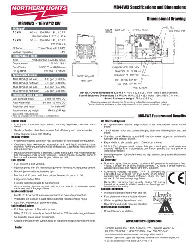 M844W3: 16-12 kW Northern Lights marine generator set