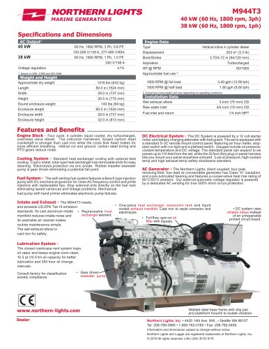 M944T3 Sepcification Sheet