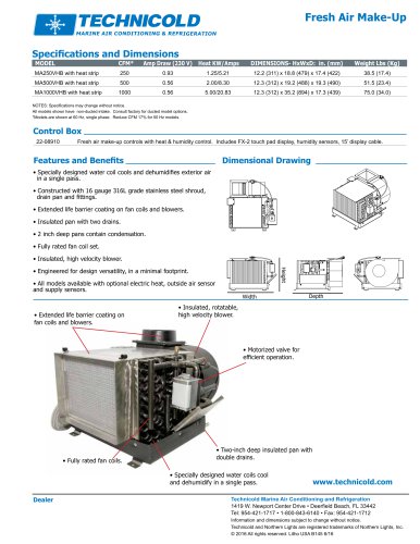 Technicold Fresh Air Make Up Specification Sheet