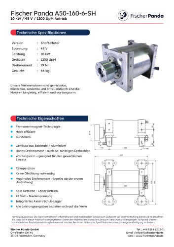 10 kW Shaft E-Motor 48 V (1200 UpM)
