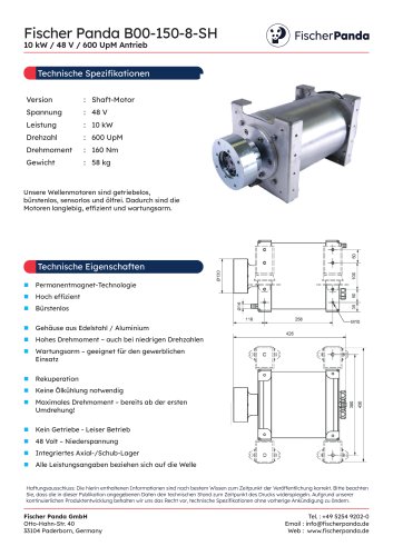 10 kW Shaft E-Motor 48 V (600 UpM)