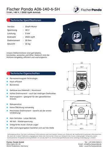 5 kW Shaft E-Motor 48 V (2500 UpM)