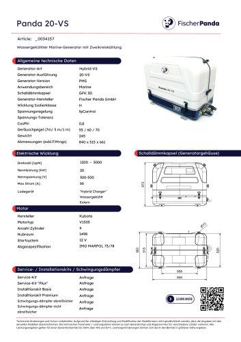 Hybrid-VS DC Generatoren VS20