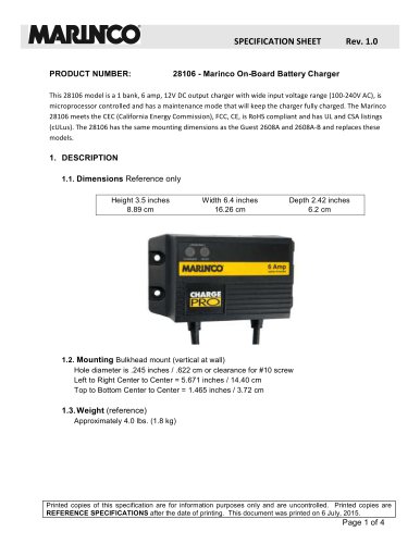 28106 - Marinco On-Board Battery Charger