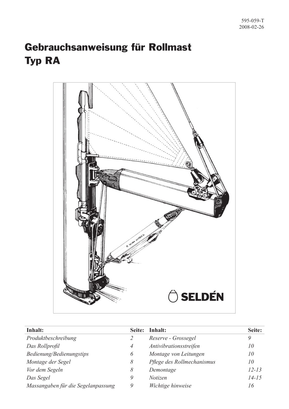 Rollmast Typ RA - SELD&Eacute;N MAST