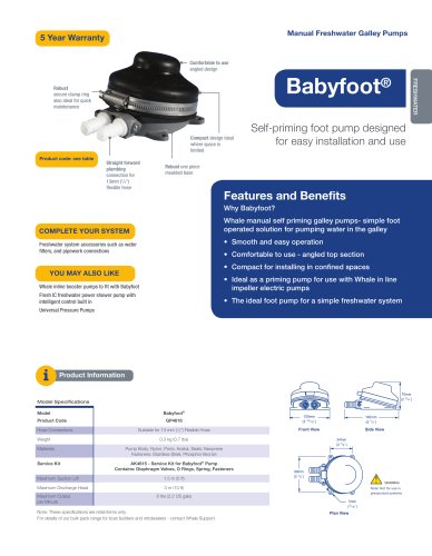 Whale Babyfoot Galley Pump (foot operated)