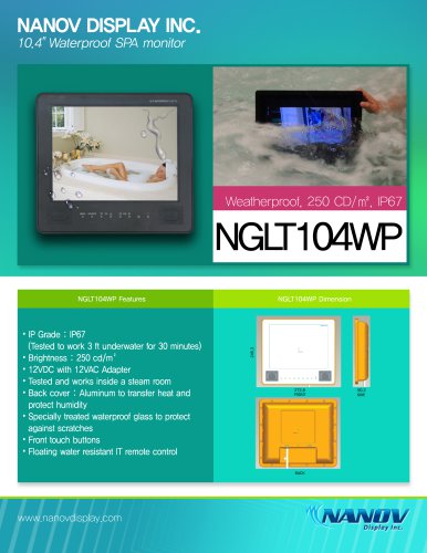 NGLT104WP, 10.4" IP67 waterproof TV monitor