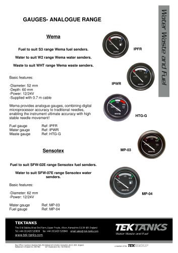 GAUGES- ANALOGUE RANGE