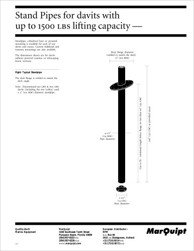 Stand Pipes and Pyramid Bases for up to 1,500 lbs Capacity Davits