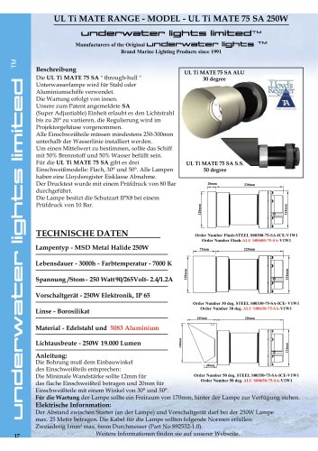 UL Ti MATE 75 250watt SA for Aluminium & Steel Hulls